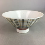 Japanese Porcelain Rice Bowl Vtg Chawan Plaid Black Gold Red PP277