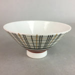 Japanese Porcelain Rice Bowl Vtg Chawan Plaid Black Gold Red PP280