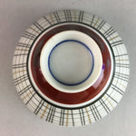 Japanese Porcelain Rice Bowl Vtg Chawan Plaid Black Gold Red PP280