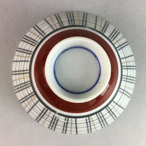 Japanese Porcelain Rice Bowl Vtg Chawan Plaid Black Gold Red PP282