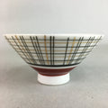 Japanese Porcelain Rice Bowl Vtg Chawan Plaid Black Gold Red PP284