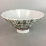 Japanese Porcelain Rice Bowl Vtg Chawan Plaid Black Gold Red PP285