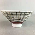 Japanese Porcelain Rice Bowl Vtg Chawan Plaid Black Gold Red PP286