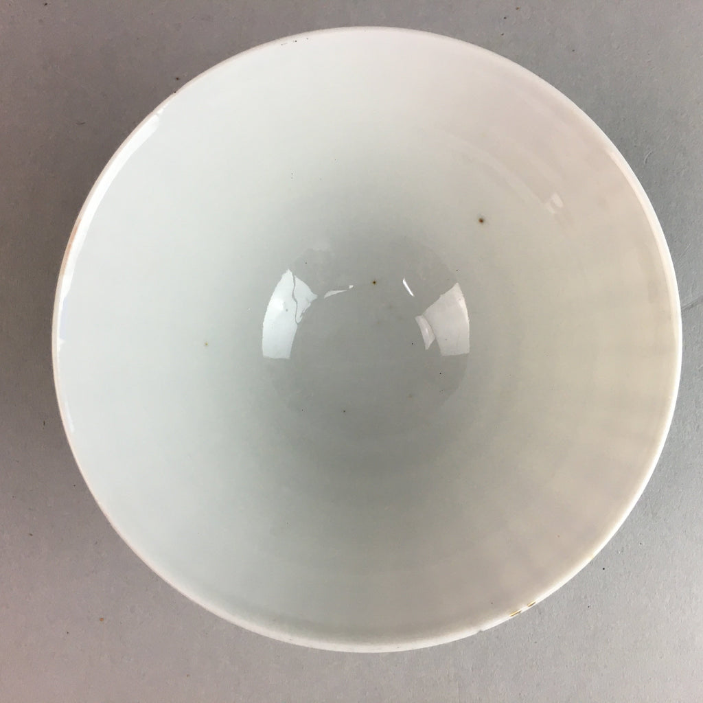 Japanese Porcelain Rice Bowl Vtg Chawan Plaid Black Gold Red PP286