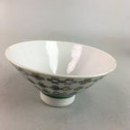Japanese Porcelain Rice Bowl Vtg Chawan Plus Sign Plaid Gold Green Arita PP195