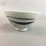 Japanese Porcelain Rice Bowl Vtg Chawan Red Black Flower Leaf PP221