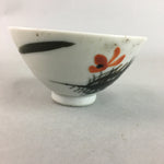 Japanese Porcelain Rice Bowl Vtg Chawan Red Black Flower Leaf PP221