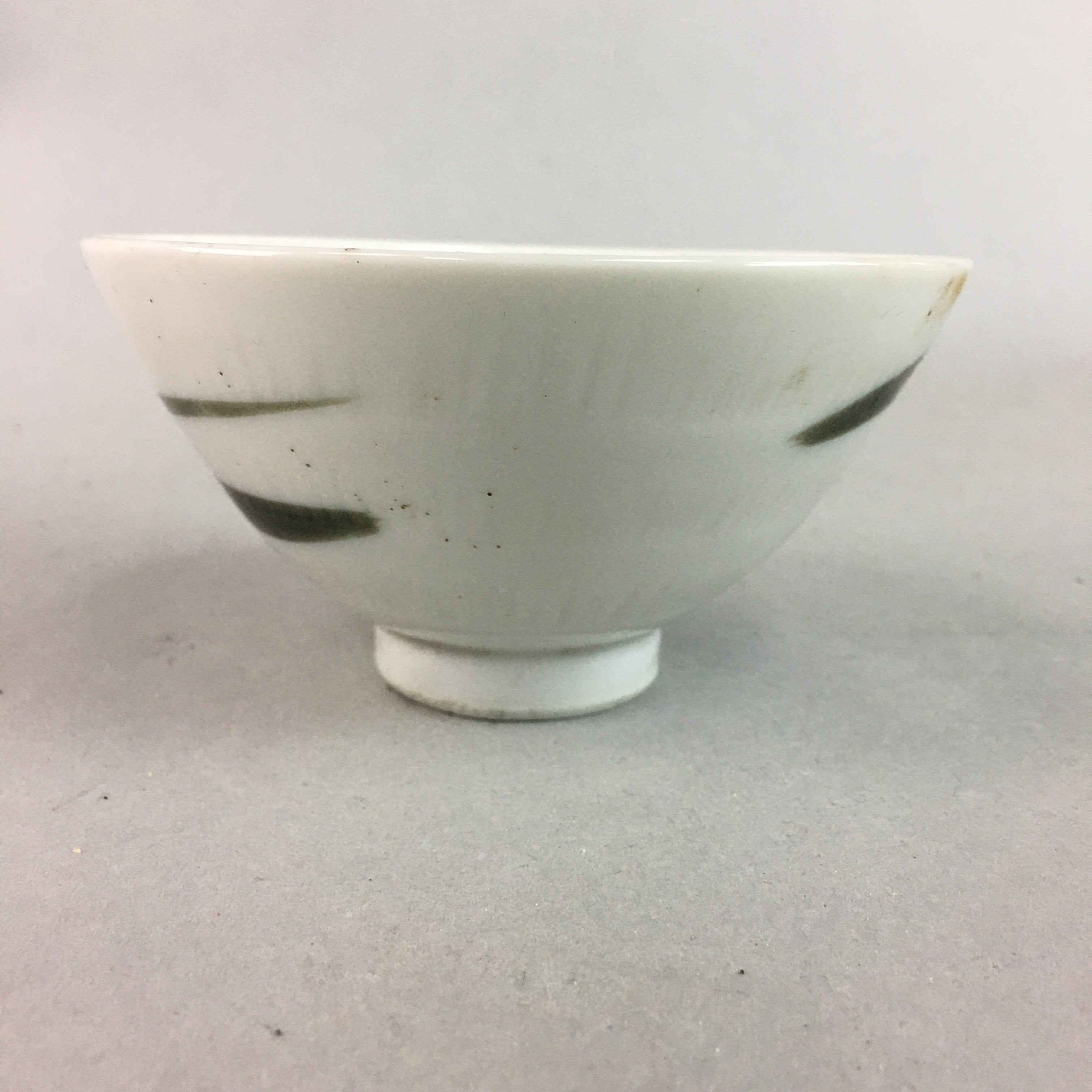 Japanese Porcelain Rice Bowl Vtg Chawan Red Black Flower Leaf PP226