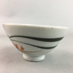 Japanese Porcelain Rice Bowl Vtg Chawan Red Black Flower Leaf PP228