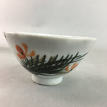 Japanese Porcelain Rice Bowl Vtg Chawan Red Black Flower Leaf PP228