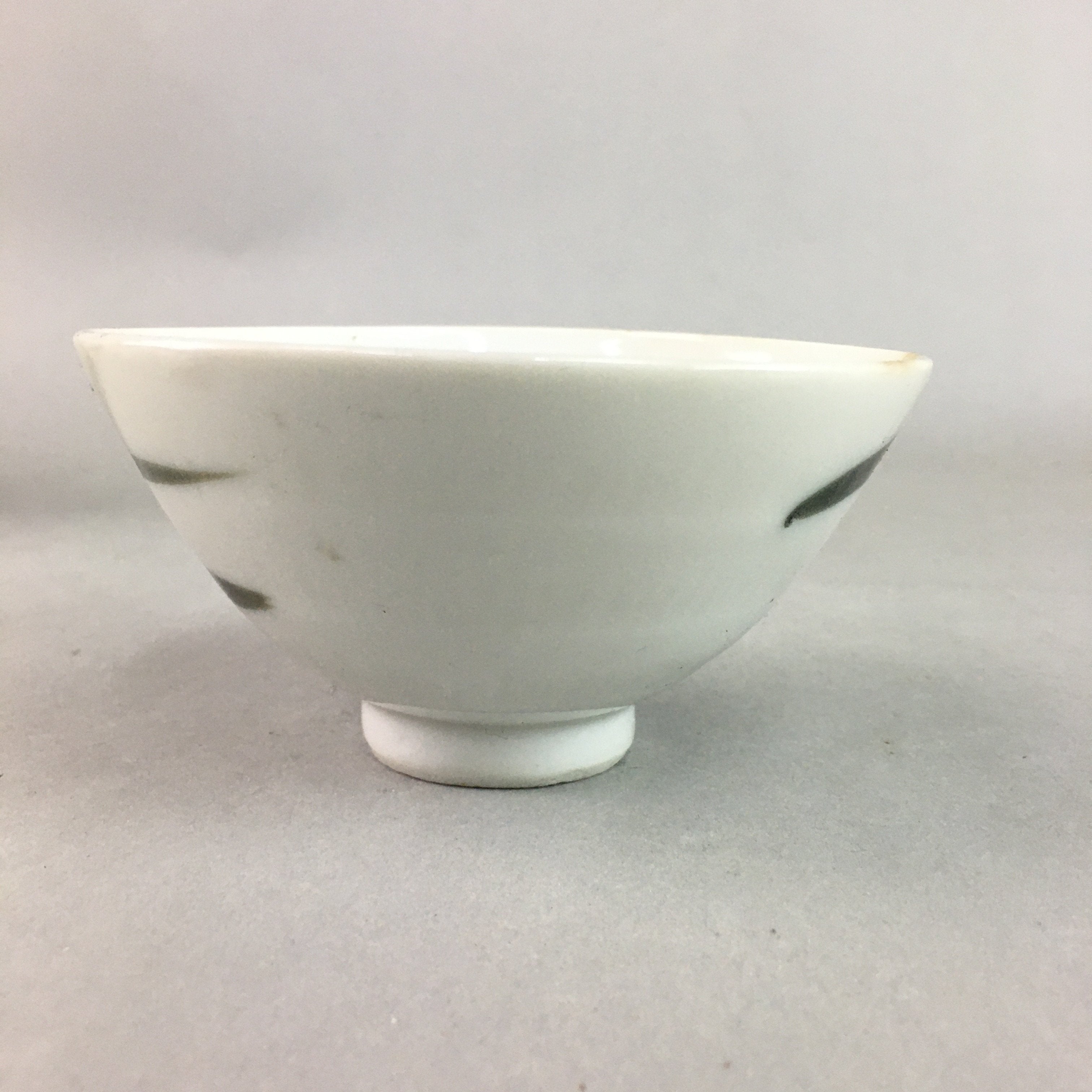 Japanese Porcelain Rice Bowl Vtg Chawan Red Black Flower Leaf PP229
