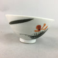 Japanese Porcelain Rice Bowl Vtg Chawan Red Black Flower Leaf PP230