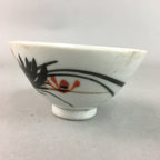 Japanese Porcelain Rice Bowl Vtg Chawan Red Black Flower Leaf PP234
