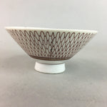 Japanese Porcelain Rice Bowl Vtg Chawan Red Geometric Net Pattern PP184