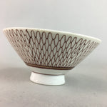 Japanese Porcelain Rice Bowl Vtg Chawan Red Geometric Net Pattern PP185