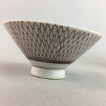Japanese Porcelain Rice Bowl Vtg Chawan Red Geometric Net Pattern PP187