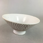 Japanese Porcelain Rice Bowl Vtg Chawan Red Geometric Net Pattern PP189