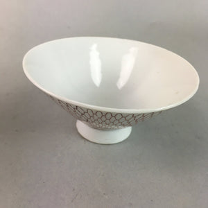 Japanese Porcelain Rice Bowl Vtg Chawan Red Geometric Net Pattern PP190