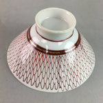 Japanese Porcelain Rice Bowl Vtg Chawan Red Geometric Net Pattern PP190