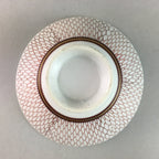 Japanese Porcelain Rice Bowl Vtg Chawan Red Geometric Net Pattern PP192