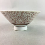 Japanese Porcelain Rice Bowl Vtg Chawan Red Geometric Net Pattern PP192