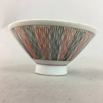 Japanese Porcelain Rice Bowl Vtg Chawan Wavy Line Seaweed Red Black PP201