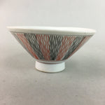 Japanese Porcelain Rice Bowl Vtg Chawan Wavy Line Seaweed Red Black PP201