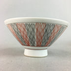 Japanese Porcelain Rice Bowl Vtg Chawan Wavy Line Seaweed Red Black PP202