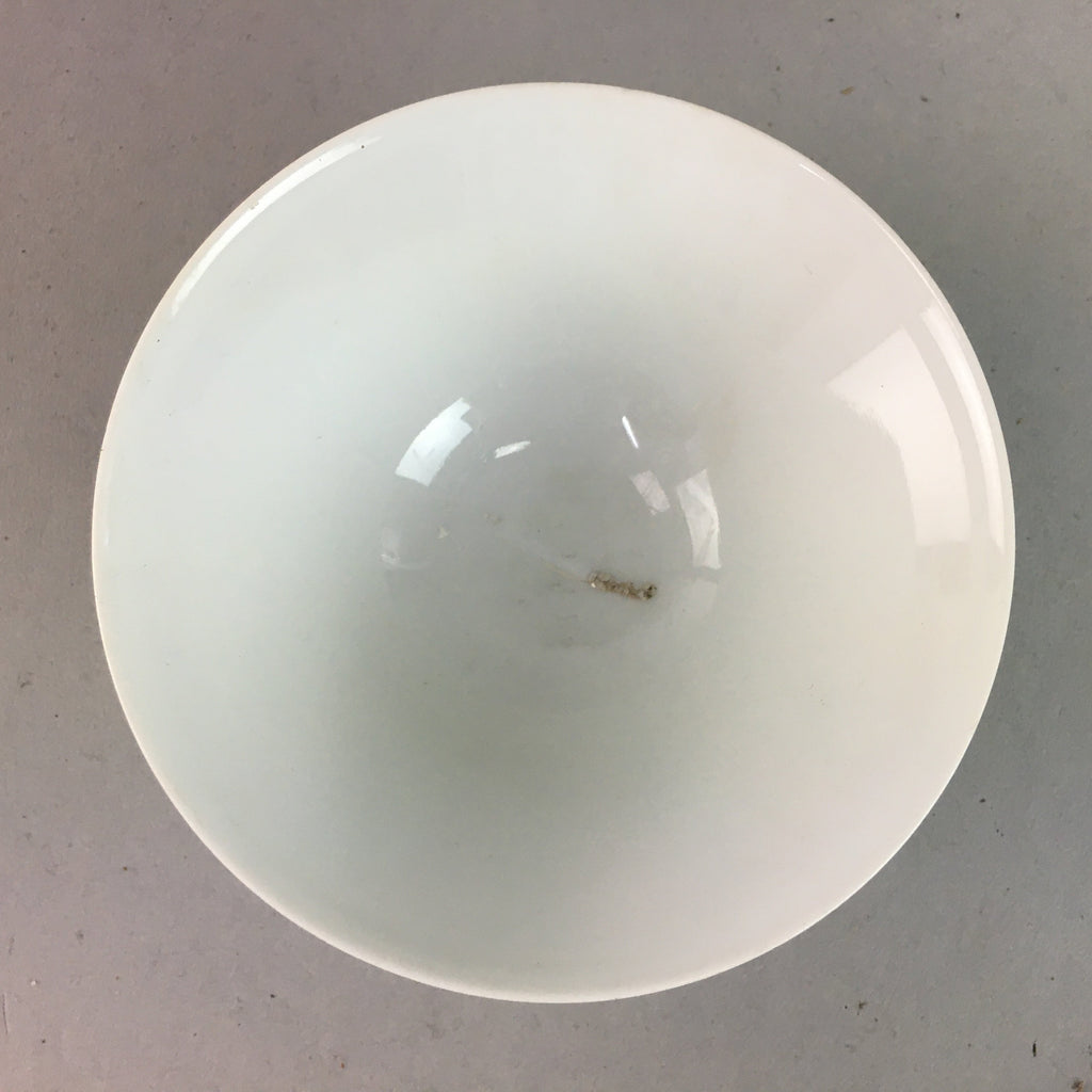 Japanese Porcelain Rice Bowl Vtg Chawan Wavy Line Seaweed Red Black PP202