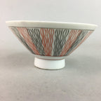 Japanese Porcelain Rice Bowl Vtg Chawan Wavy Line Seaweed Red Black PP203