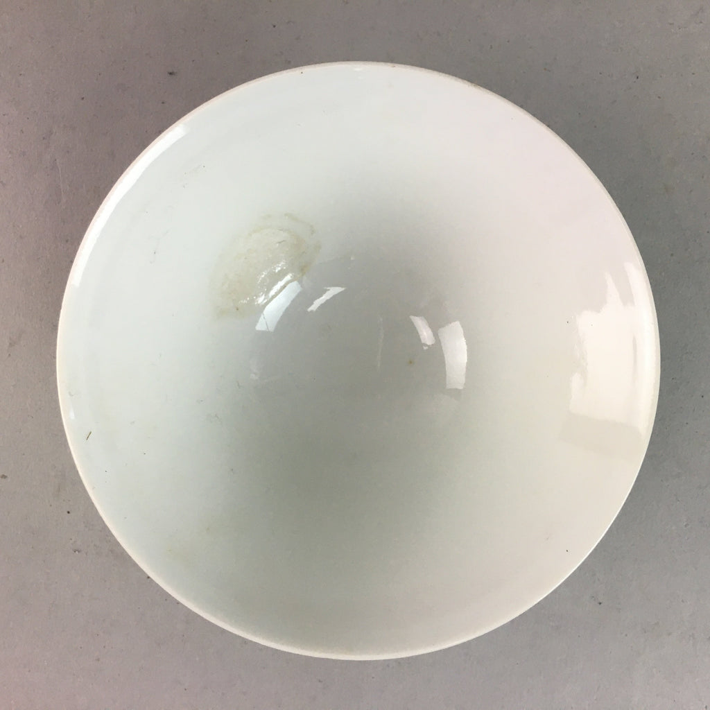 Japanese Porcelain Rice Bowl Vtg Chawan Wavy Line Seaweed Red Black PP206