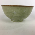 Japanese Porcelain Rice Bowl Vtg Green Mottled Pattern White Flowers Donburi PP6