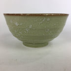 Japanese Porcelain Rice Bowl Vtg Green Mottled Pattern White Flowers Donburi PP6