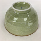Japanese Porcelain Rice Bowl Vtg Green Mottled Pattern White Flowers Donburi PP6