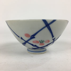 Japanese Porcelain Rice Bowl Vtg Plum blossoms Sometsuke White Chawan PP884