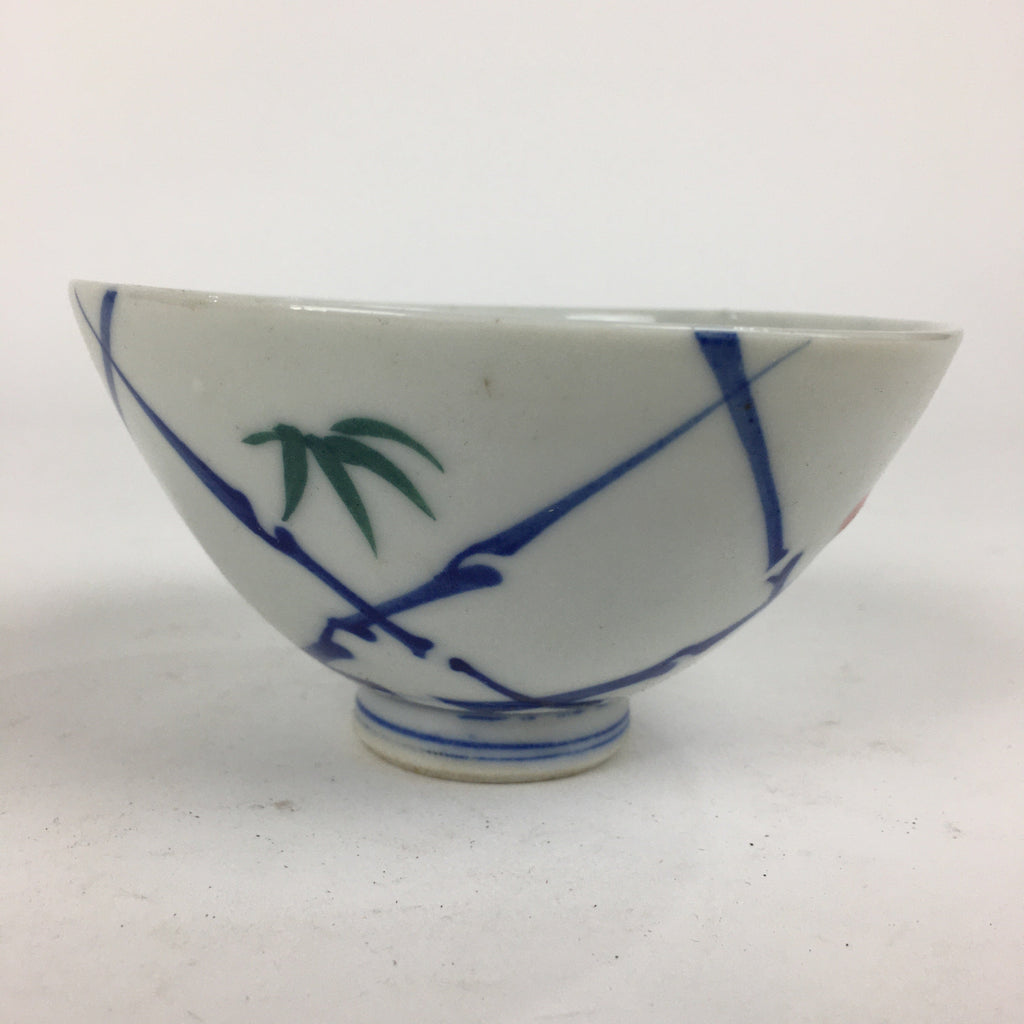 Japanese Porcelain Rice Bowl Vtg Plum blossoms Sometsuke White Chawan PP884