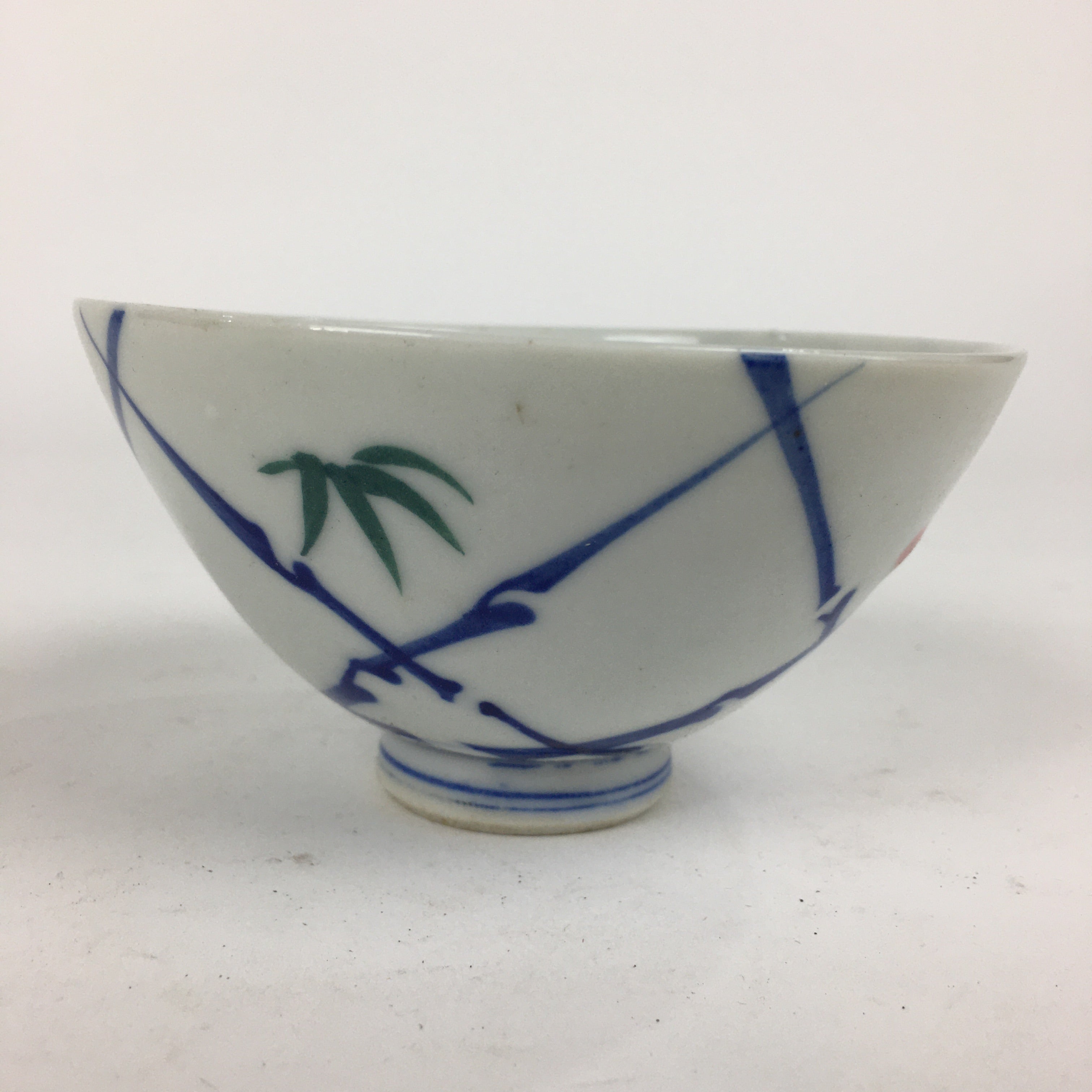 Japanese Porcelain Rice Bowl Vtg Plum blossoms Sometsuke White Chawan PP884