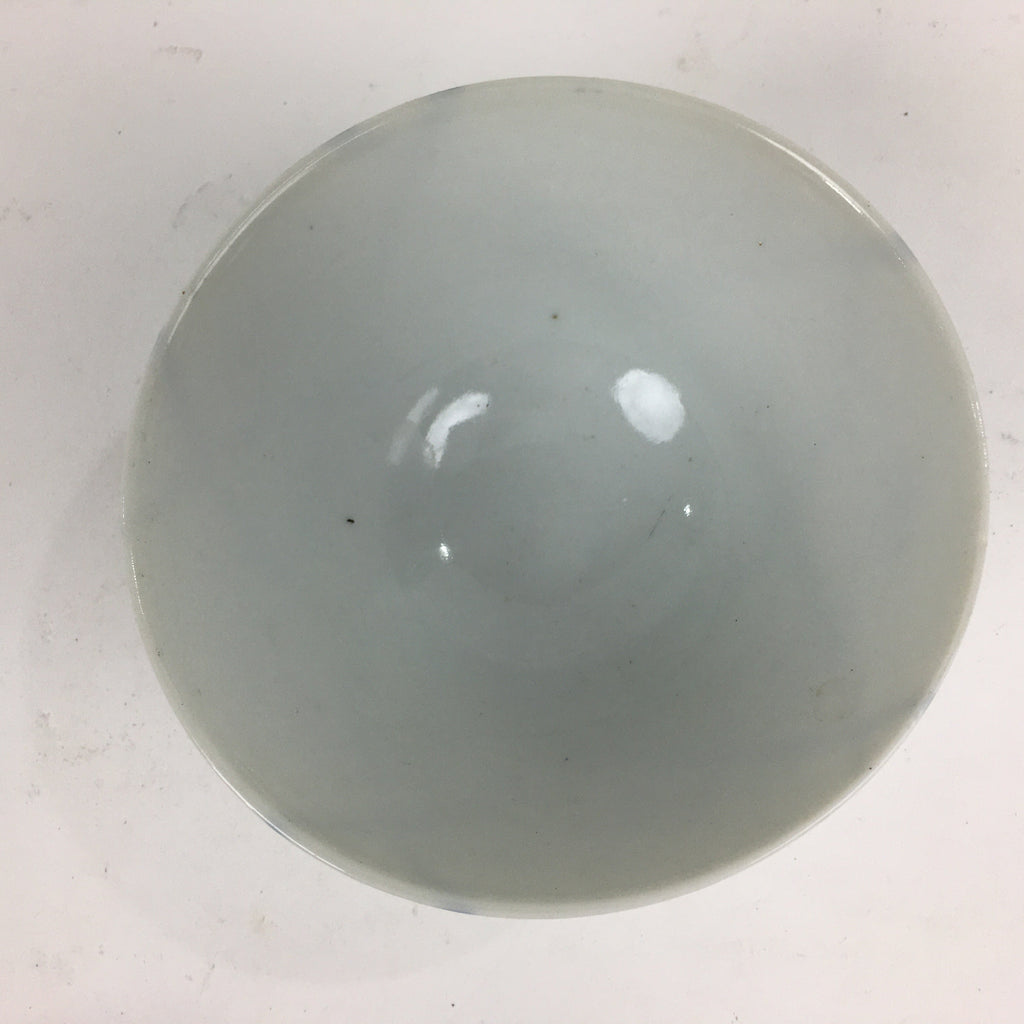 Japanese Porcelain Rice Bowl Vtg Plum blossoms Sometsuke White Chawan PP884