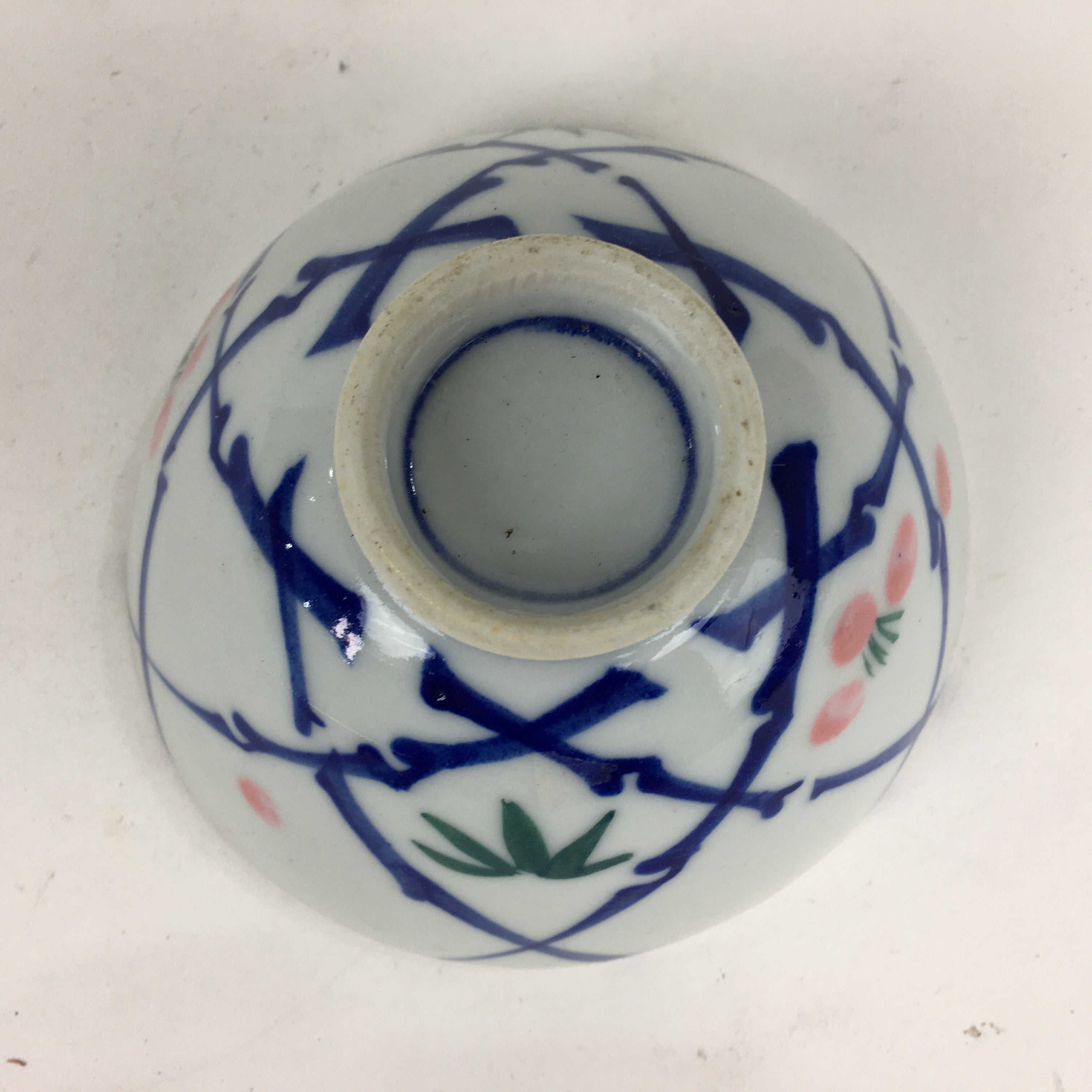 Japanese Porcelain Rice Bowl Vtg Plum blossoms Sometsuke White Chawan PP884