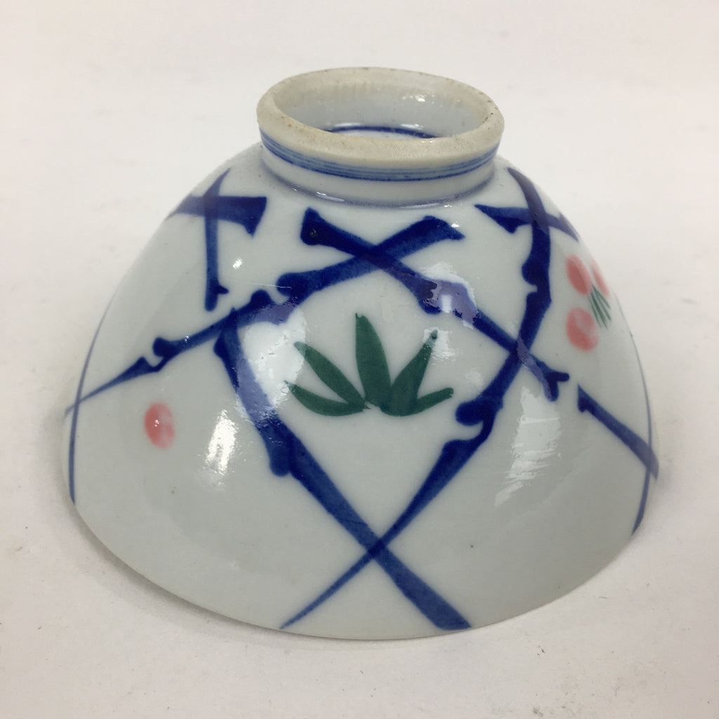 Japanese Porcelain Rice Bowl Vtg Plum blossoms Sometsuke White Chawan PP884