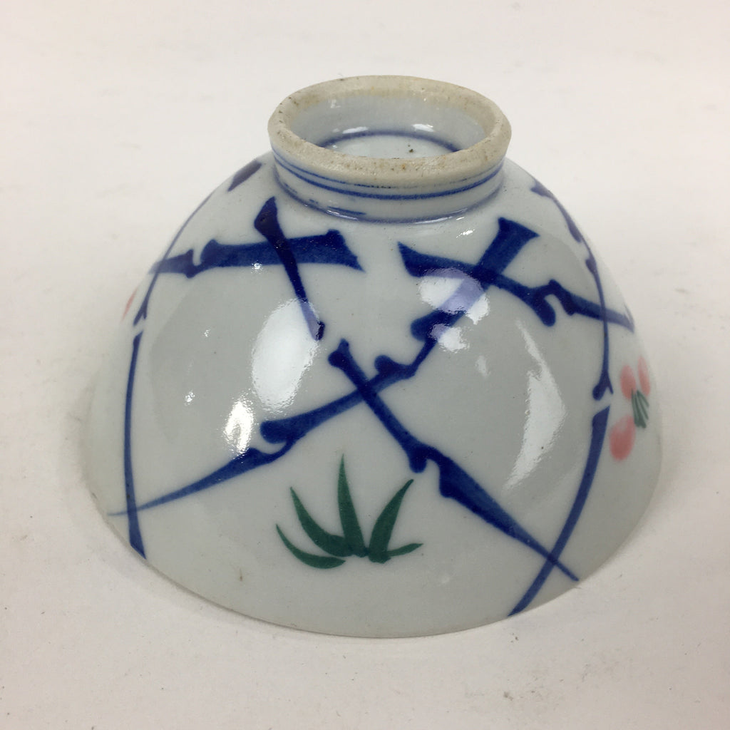 Japanese Porcelain Rice Bowl Vtg Plum blossoms Sometsuke White Chawan PP884