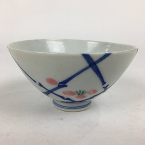Japanese Porcelain Rice Bowl Vtg Plum blossoms Sometsuke White Chawan PP884