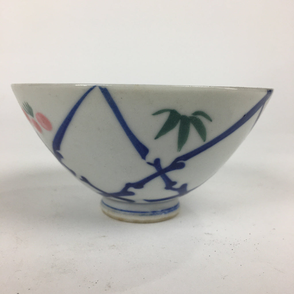 Japanese Porcelain Rice Bowl Vtg Plum blossoms Sometsuke White Chawan PP885