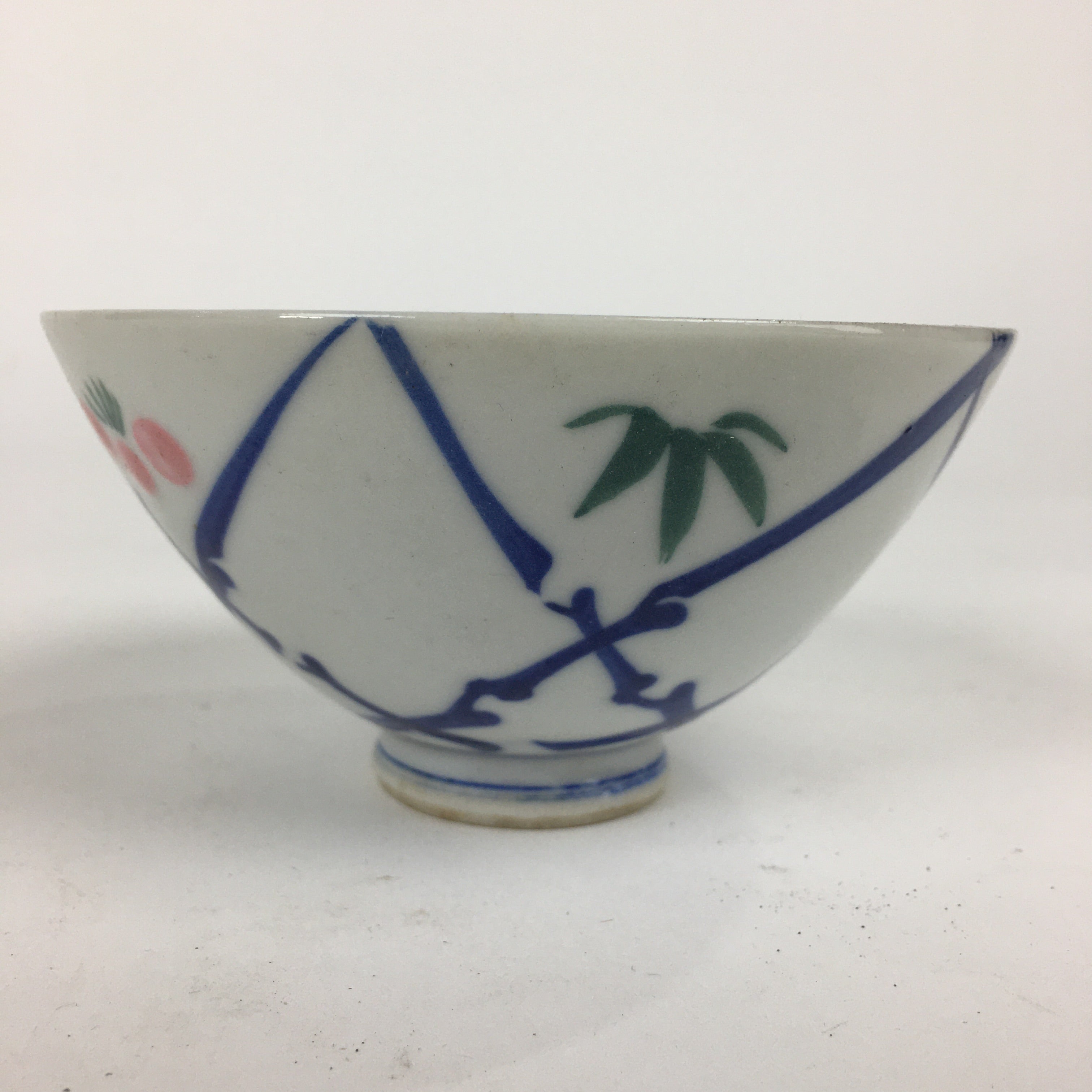 Japanese Porcelain Rice Bowl Vtg Plum blossoms Sometsuke White Chawan PP885