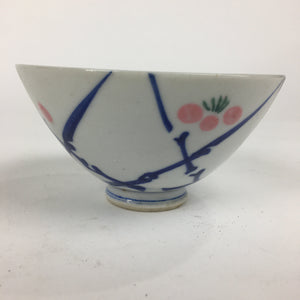 Japanese Porcelain Rice Bowl Vtg Plum blossoms Sometsuke White Chawan PP885