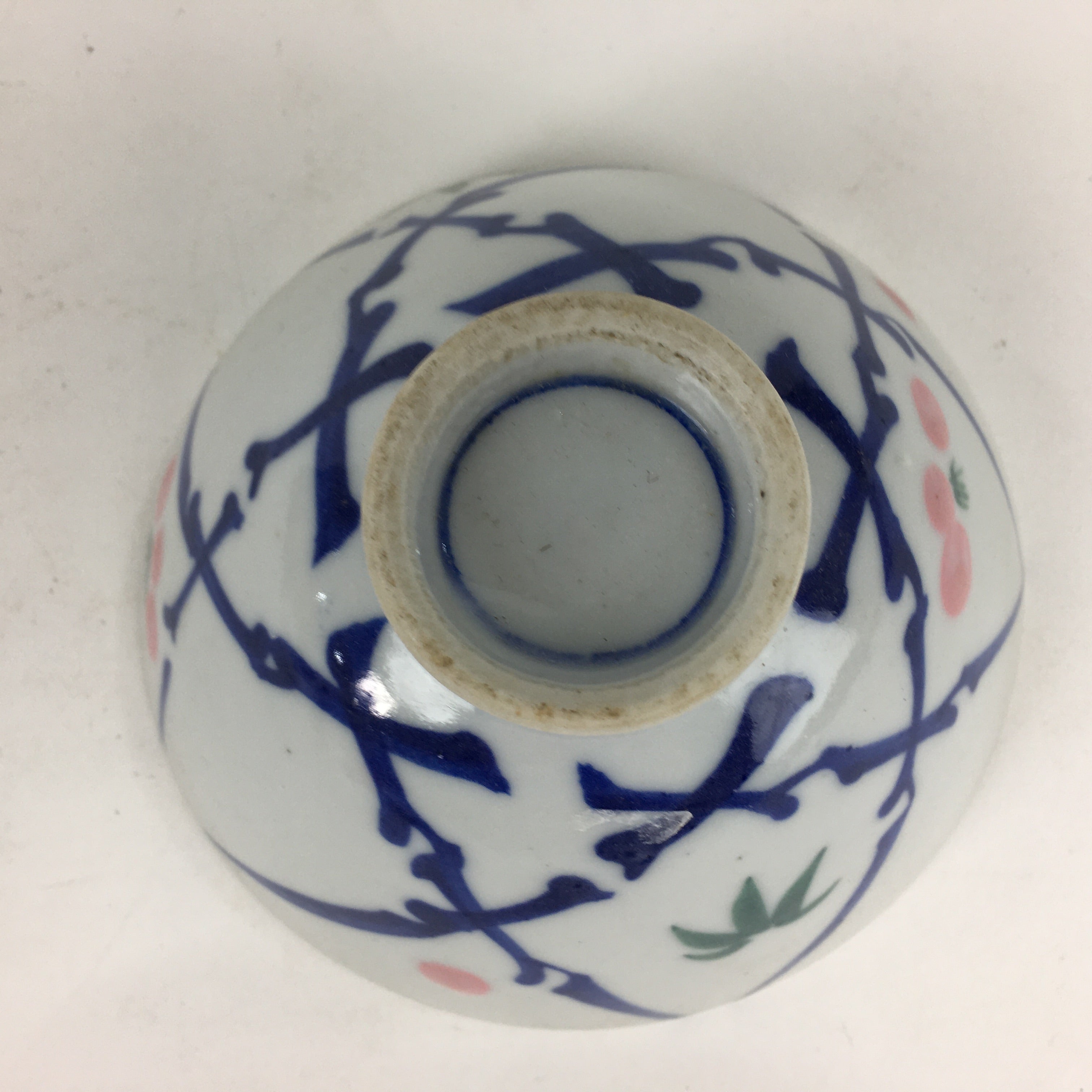 Japanese Porcelain Rice Bowl Vtg Plum blossoms Sometsuke White Chawan PP885
