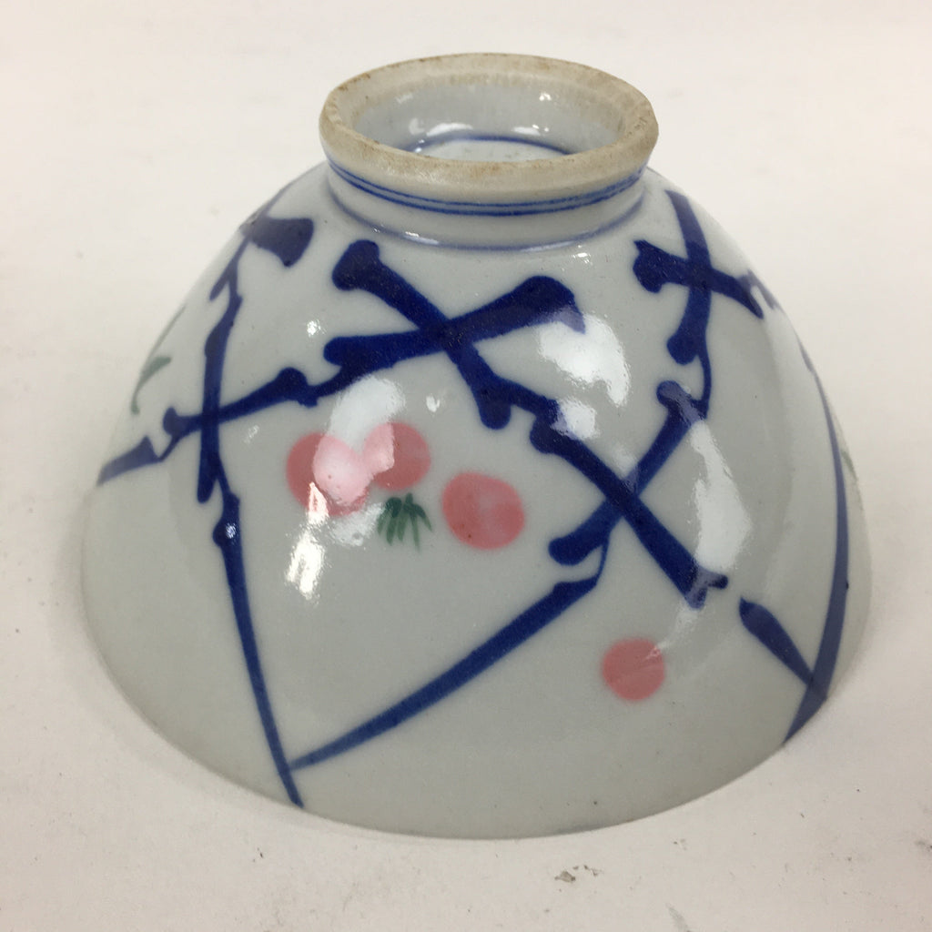 Japanese Porcelain Rice Bowl Vtg Plum blossoms Sometsuke White Chawan PP885