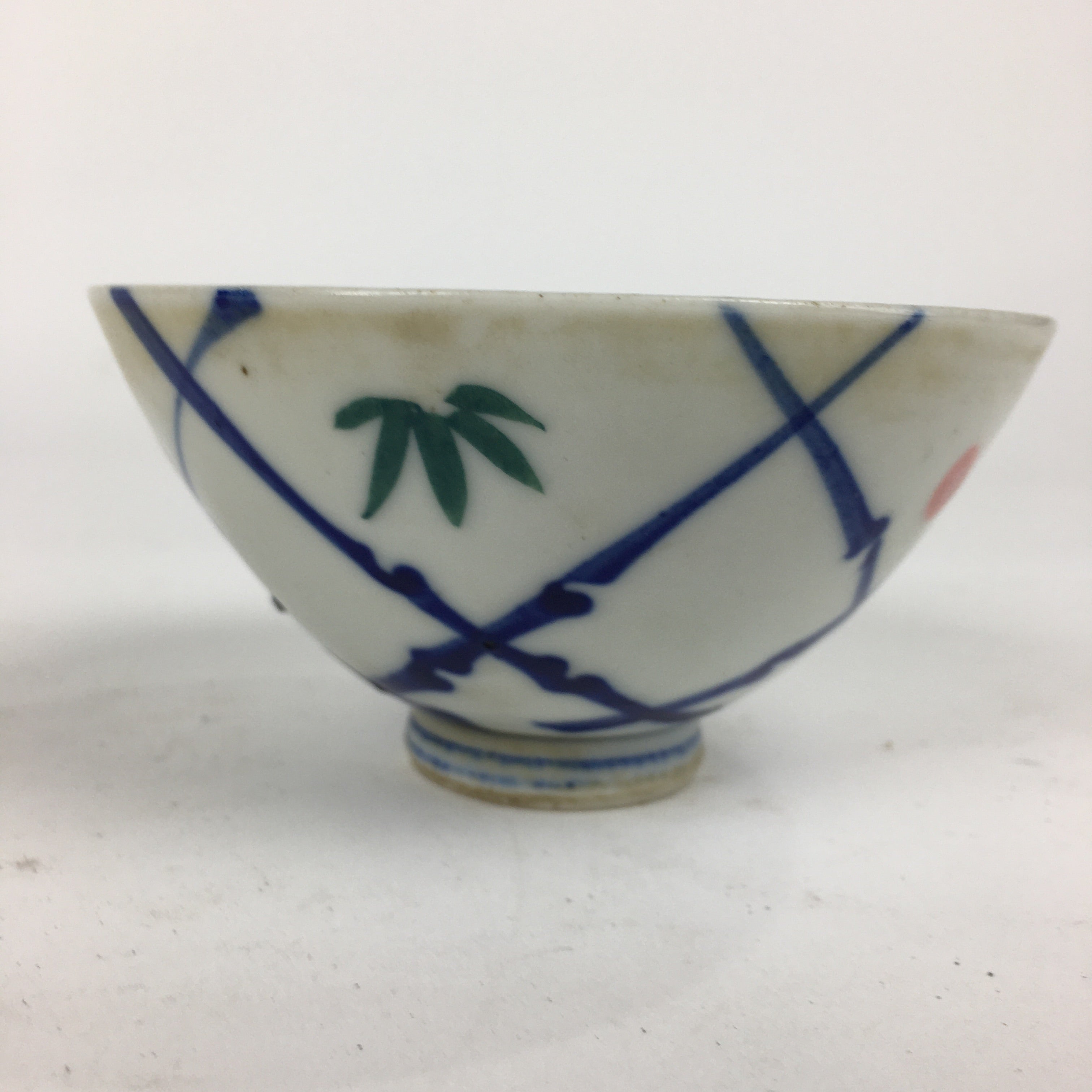 Japanese Porcelain Rice Bowl Vtg Plum blossoms Sometsuke White Chawan PP886