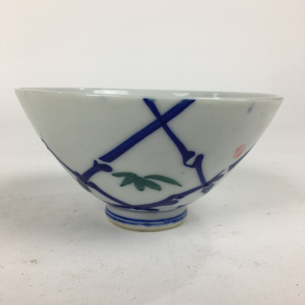 Japanese Porcelain Rice Bowl Vtg Plum blossoms Sometsuke White Chawan PP887