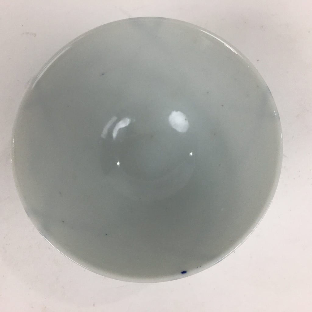 Japanese Porcelain Rice Bowl Vtg Plum blossoms Sometsuke White Chawan PP887